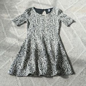 Divided Black and White Floral Dress